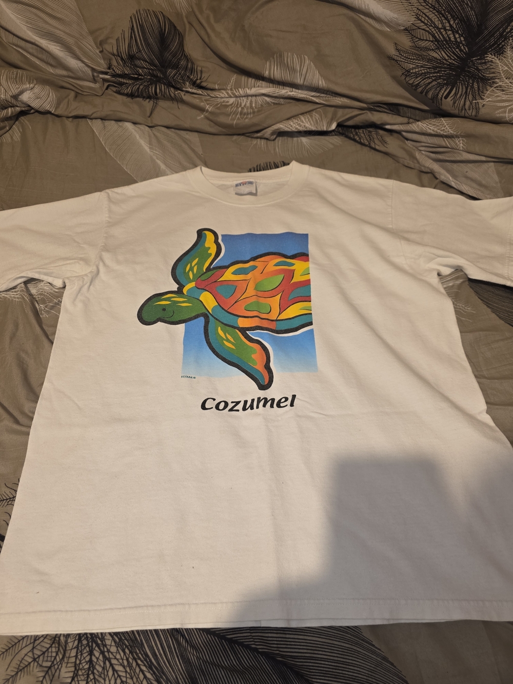 Cozumel Sea Turtle Graphic Tee - White with Multicolor Print